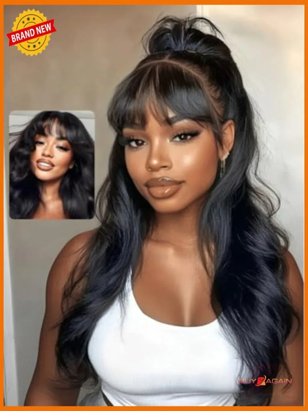 Pre Everything Body Wave 13x4 Lace Front Wig Human Hair with Curtain Bangs